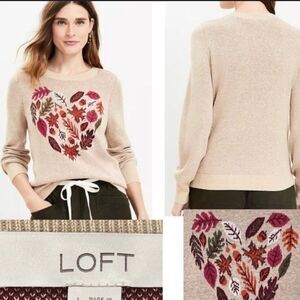 Loft leafed heart knit sweater double layer size S